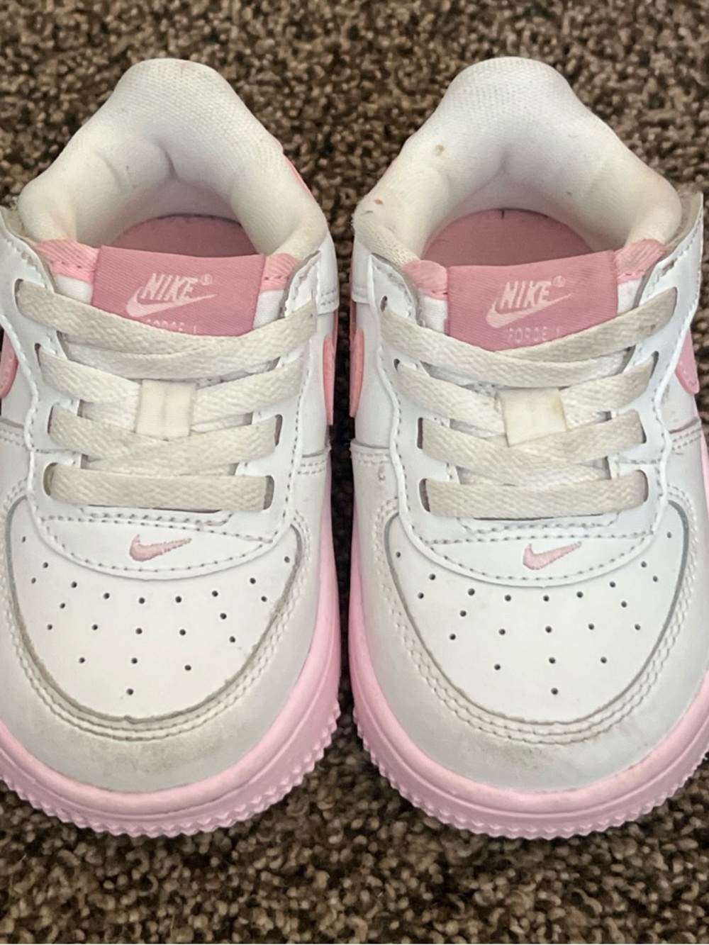 Nike White and Light Pink Toddler Sneakers
